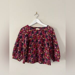 Maeve By Anthropologie - Floral Blouse with Pink and Red Accents